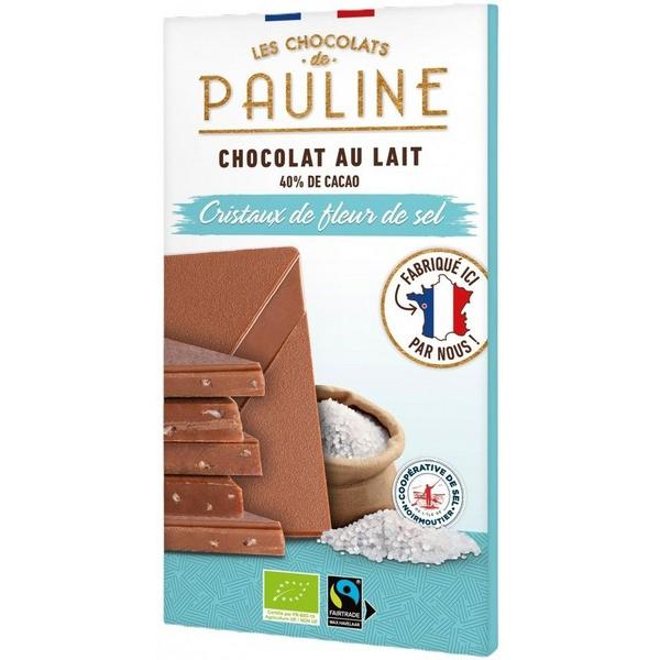 LES CHOCOLATS DE PAULINE  CHOCOLAT AU LAIT FLEUR DE SEL 40% CACAO 80GR VJ14