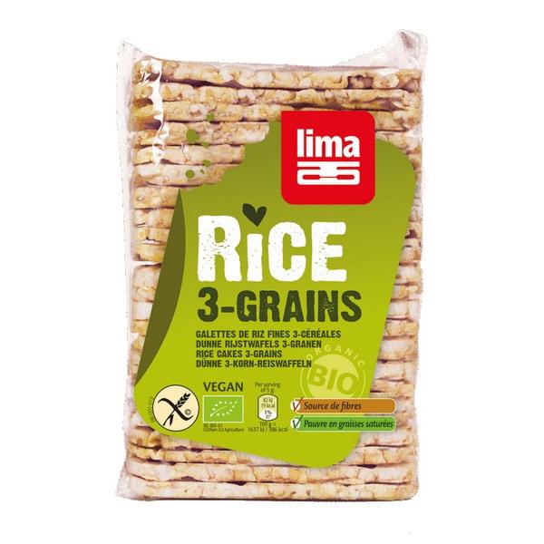 LIMA GALETTES DE RIZ FINES 3 CEREALES RECTANGLE 130GR MR12