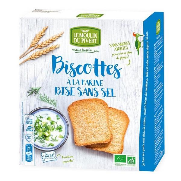 LE MOULIN DU PIVERT BISCOTTES FARINE BISE & SANS SEL 270GR BF12