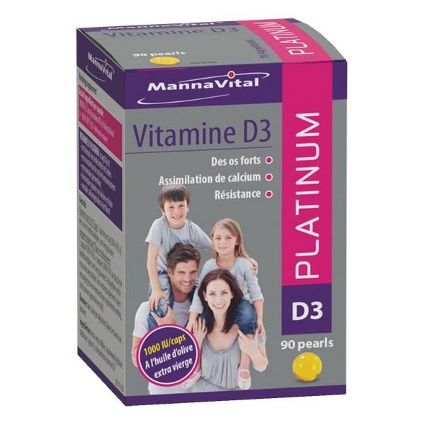 MANNAVITAL VITAMINE D3 PLATINIUM 90X PERLS MV