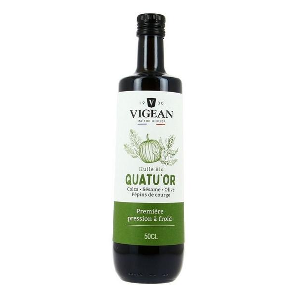 VIGEAN HUILE QUATU'OR COLZA, SESAME, OLIVE, PEPINS DE COURGE 500ML VJ6