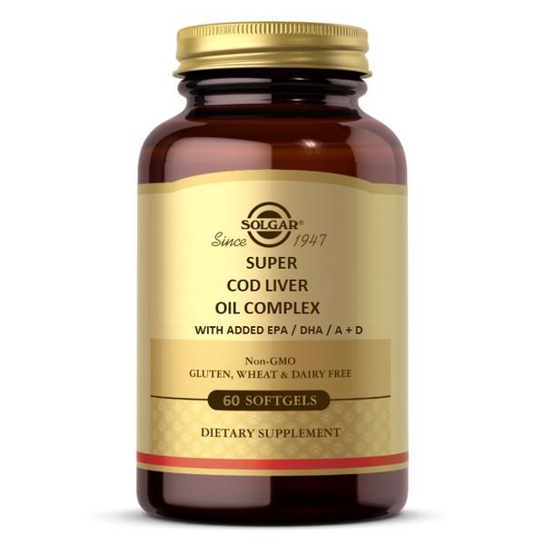 SOLGAR SUPER COD LIVER OIL COMPLEX + EPA DHA A D 60X SOFTGELS SG