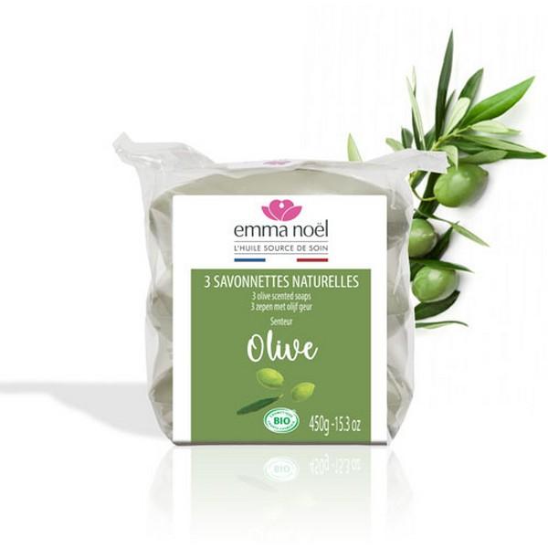 EMMA NOEL 3 SAVONNETTES NATURELLES A L'HUILE D'OLIVE 450GR BF6