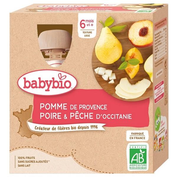 BABYBIO COMPOTE POMME POIRE PECHE 4X90GR VT6