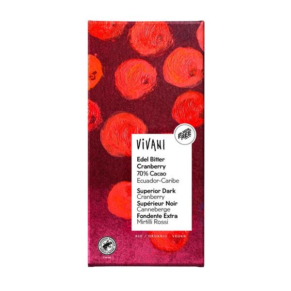 VIVANI CHOCOLAT NOIR SUPERIEUR & CANNEBERGE 100GR mr10