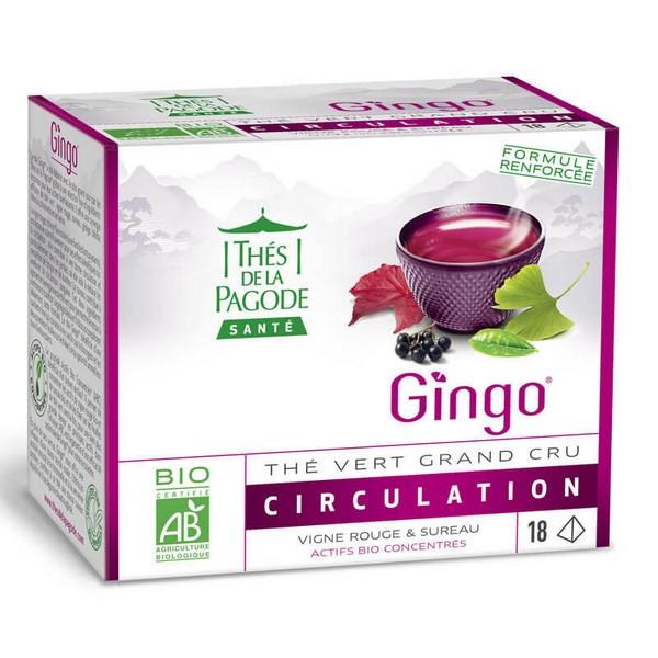 THES DE LA PAGODE THE VERT GRAND CRU GINGO CIRCULATION 18X SACHETS TDP