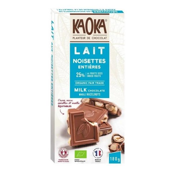 KAOKA CHOCOLAT AU LAIT AVEC NOISETTES ENTIERE 180GR HY11