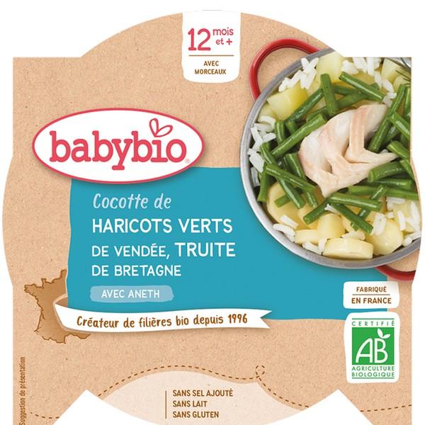 BABYBIO ASSIETTE HARICOTS VERTS, TRUITE & ANETH 230GR VT10