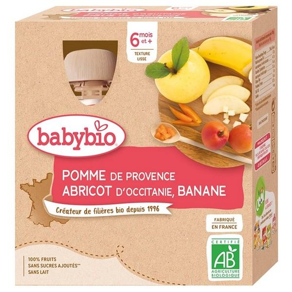 BABYBIO COMPOTE POMME ABRICOT BANANE 4X90GR VT6