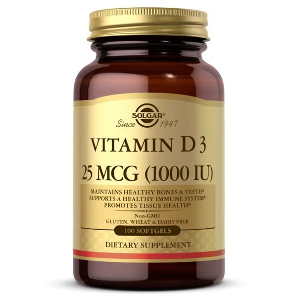 SOLGAR VITAMINE D3 1000IU (25µg) 100X TABLETS A CROQUER SG