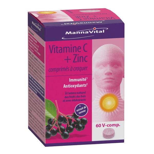 MANNAVITAL VITAMIN C + ZINC 60X COMPRIMÉS MV