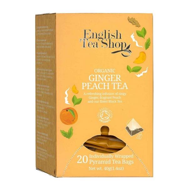 ENGLISH TEA SHOP THE NOIR GINGEMBRE PECHE 20X SACHETS 40GR