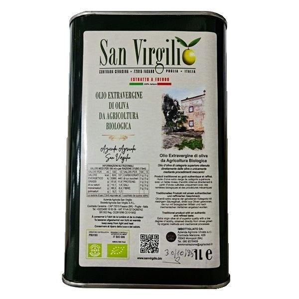 SAN VIRGILIO HUILE D'OLIVE D'ITALIE EXTRA VIERGE (POUILLES) 1L MR