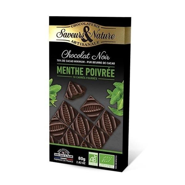 LES CHOCOLATS DE PAULINE CHOCOLAT NOIR MENTHE POIVREE 80GR VJ14