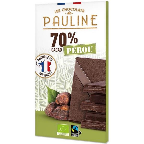 LES CHOCOLATS DE PAULINE CHOCOLAT 70% CACAO PEROU 80GR BF14