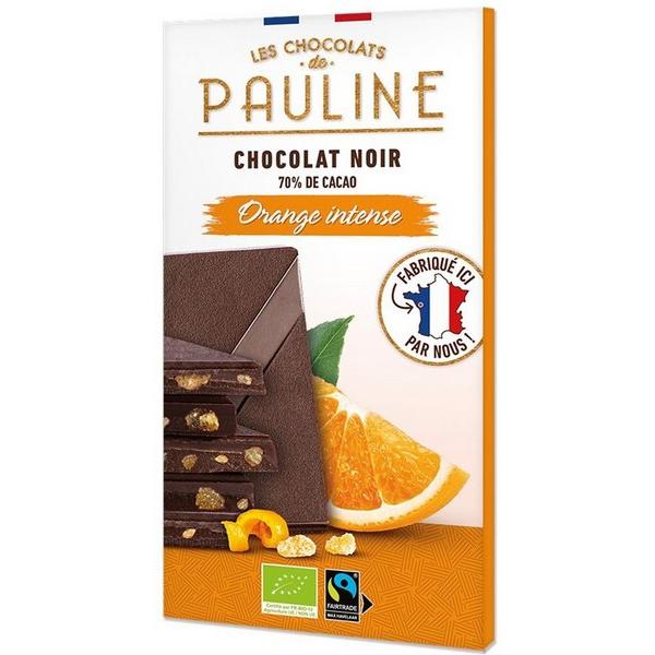 LES CHOCOLATS DE PAULINE CHOCOLAT NOIR 70% CACAO ORANGE INTENSE 80GR BF14