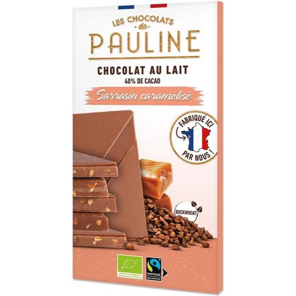 LES CHOCOLATS DE PAULINE CHOCOLAT LAIT 40% CACAO SARRASIN CARAMELISE 80GR BF14